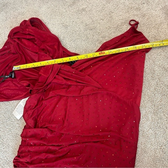 Marciano for Guess red crystal rhinestone embellished one shoulder ruched dress - Picture 15 of 17